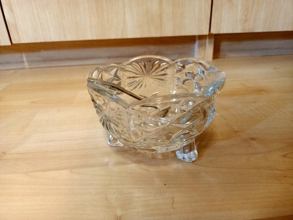 kristallen suikerpot met lepel, Antiek en Kunst, Antiek | Glas en Kristal, Ophalen
