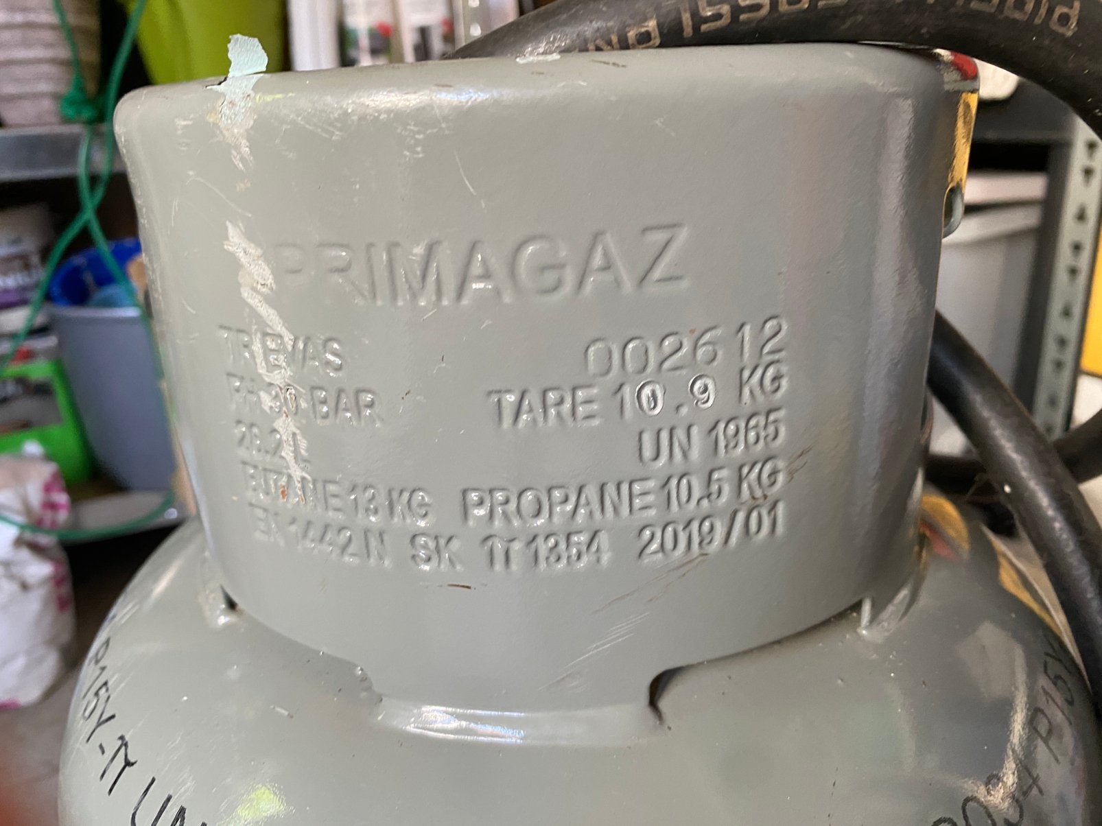 Primagas gasfles 10kg(half vol) incl. Regelaar, Ophalen, Gebruikt