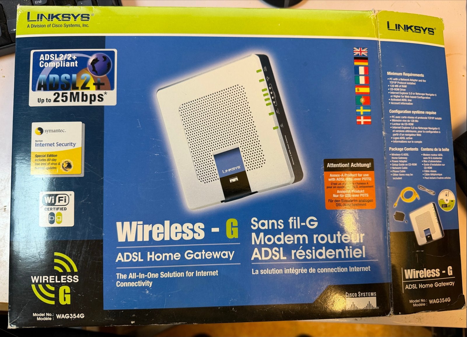 Linksys Wireless-G ADSL Home Gateway WAG354G, Ophalen of Verzenden, Zo goed als nieuw, Router met modem