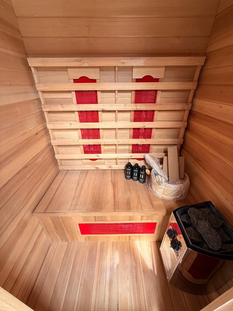 Combi Sauna (Fins + Infrarood) - GRATIS BEZORGING + MONTAGE, Ophalen of Verzenden, Zo goed als nieuw, Fins of Traditioneel, Complete sauna