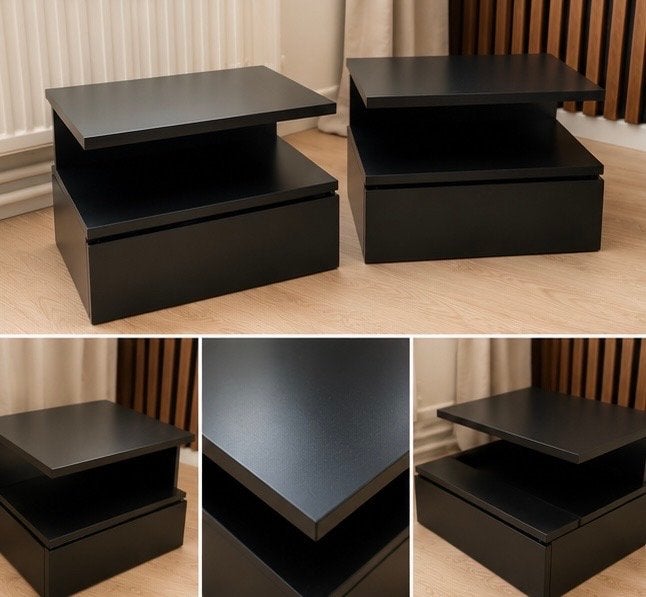 Set van 2 zwevende nachtkastjes - Zwart
