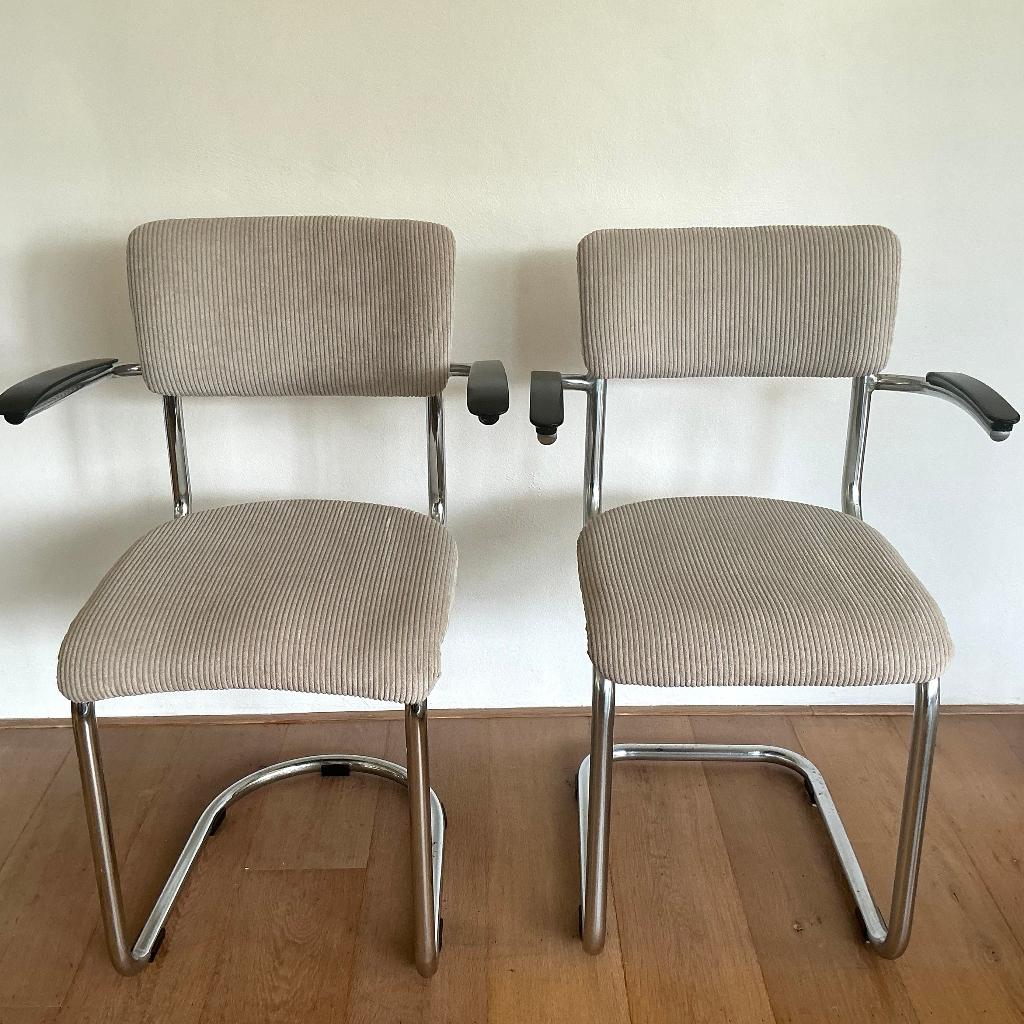 2x Vintage Gispen 208 stoel, met armleuning, Ophalen, Gebruikt, Twee, Overige kleuren