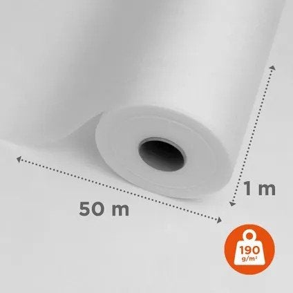 1x dichte rol Sencys glasvliesbehang 50m x 1m, 190 g/m², Ophalen, 75 m² of meer