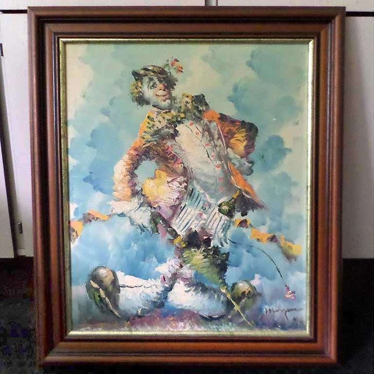 Brenda Polsky Morgan Childs (1942-2008) clown lijst=73x63 b3, Antiek en Kunst, Kunst | Schilderijen | Klassiek, Ophalen of Verzenden