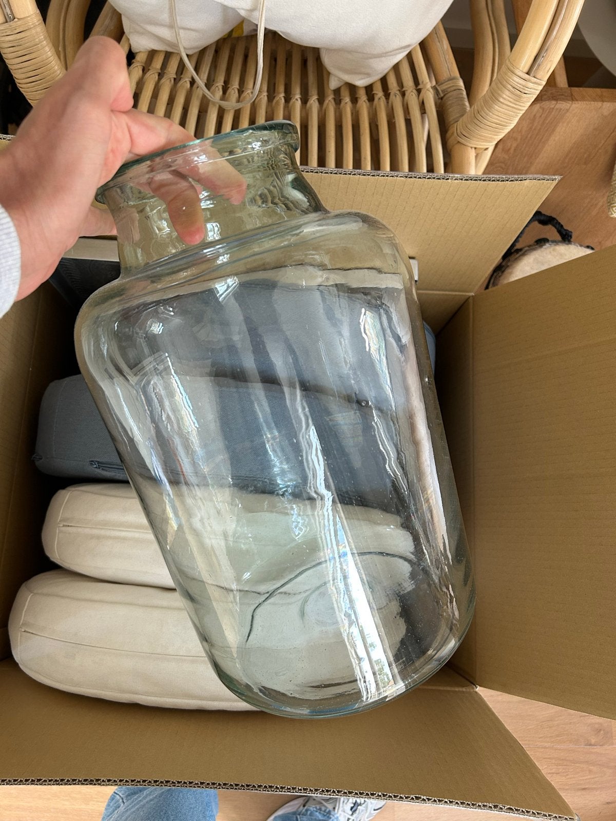 Grote handgeblazen glazen vaas - 40cm hoog, Ophalen of Verzenden