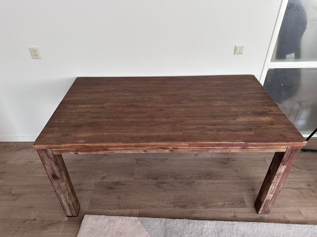 Nette Acacia houten eettafel donkerbruin!, Huis en Inrichting, Tafels | Eettafels, Zo goed als nieuw, 150 tot 200 cm, Rechthoekig