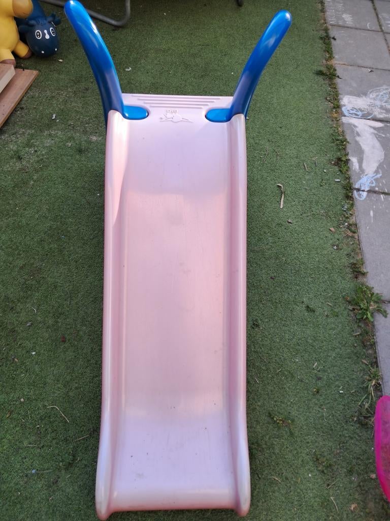 Roze kinderglijbaan met blauwe trap, Ophalen, Gebruikt, Glijbaan