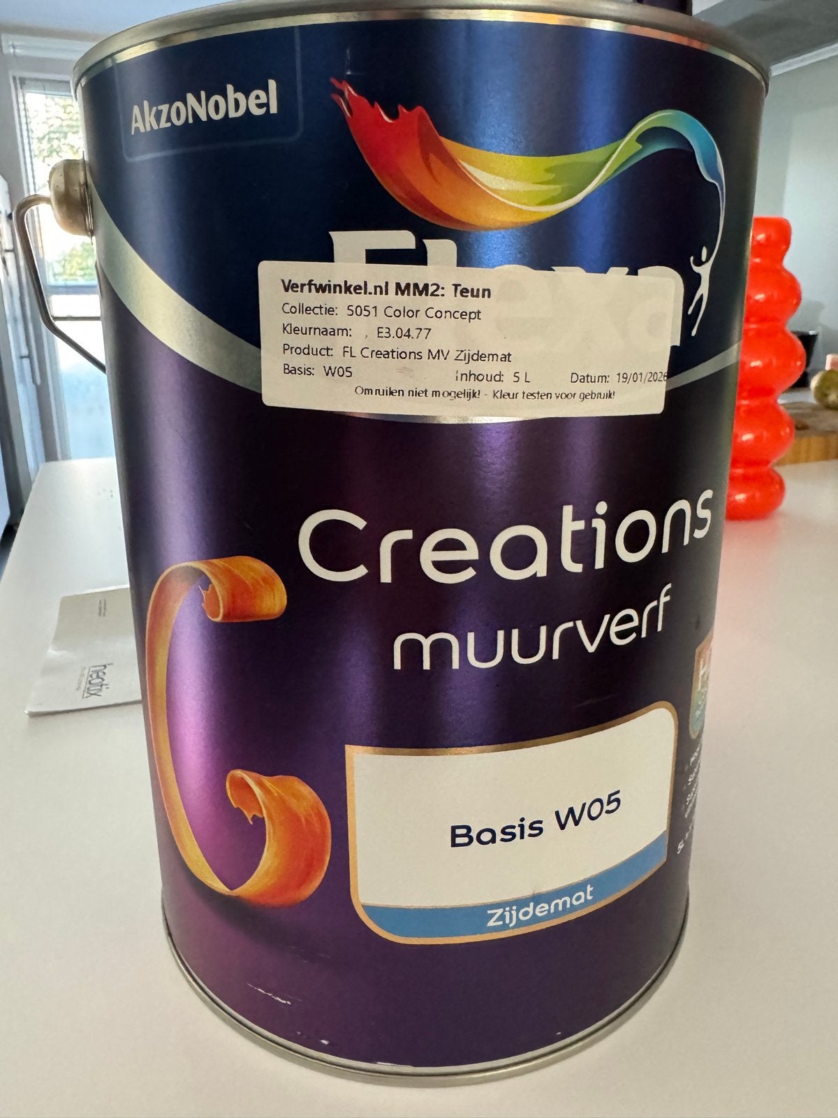 Blik Flexa Creations Muurverf Taupe 5L - Nieuw & Ongeopend, Ophalen, Overige kleuren, 5 tot 10 liter, Nieuw