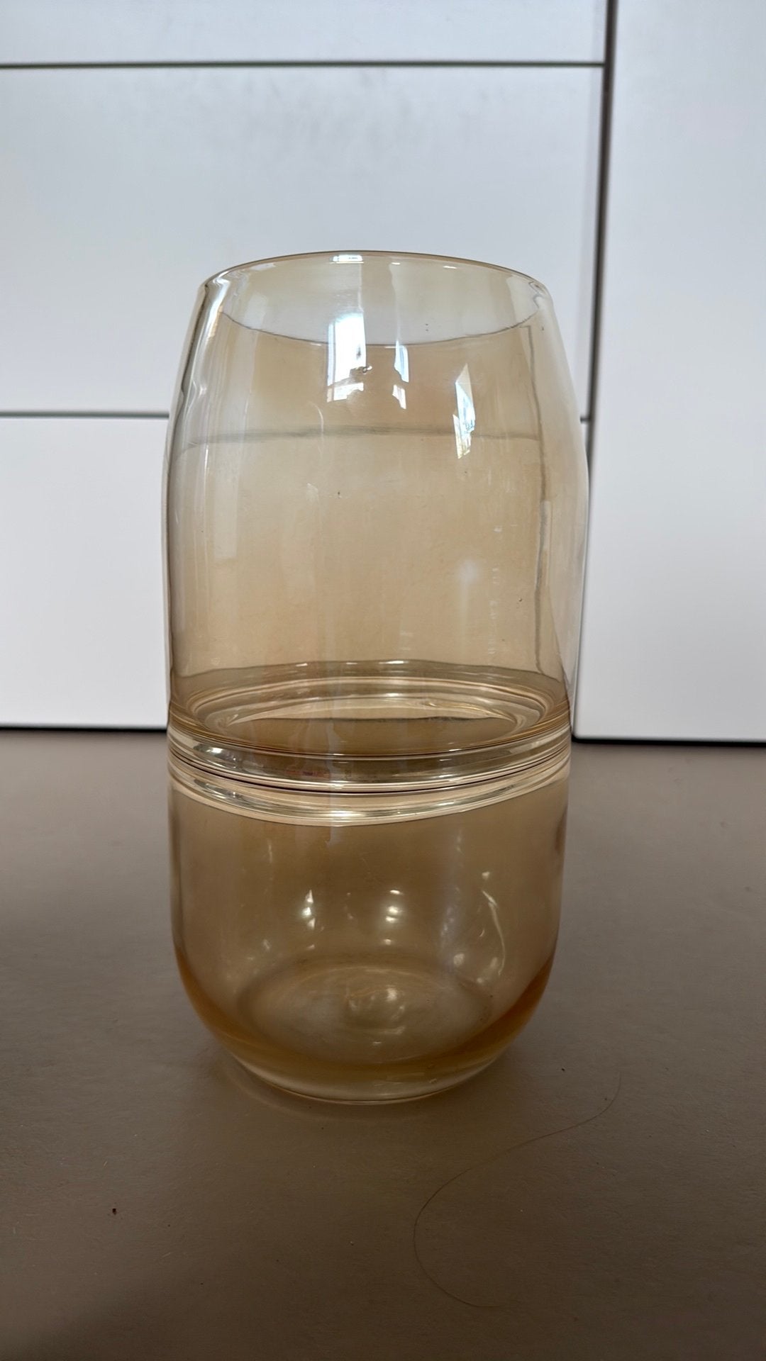 Amber/goudkleurige glazen vaas, Ophalen, Overige kleuren, 27 cm, Glas