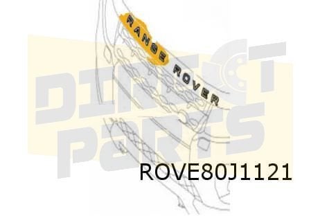 Embleem voorzijde tekst Links ''Range"  Origineel  LR026394, Land Rover, -, Verzenden, -