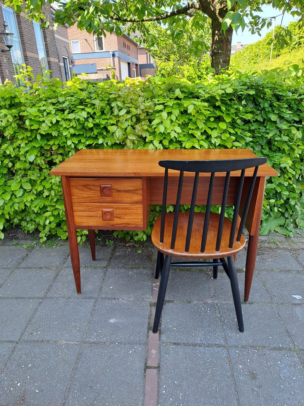 vintage teakhouten bureau, mid century Deens Scandinavisch, Huis en Inrichting, Gebruikt, Ophalen of Verzenden, Nvt, Nvt