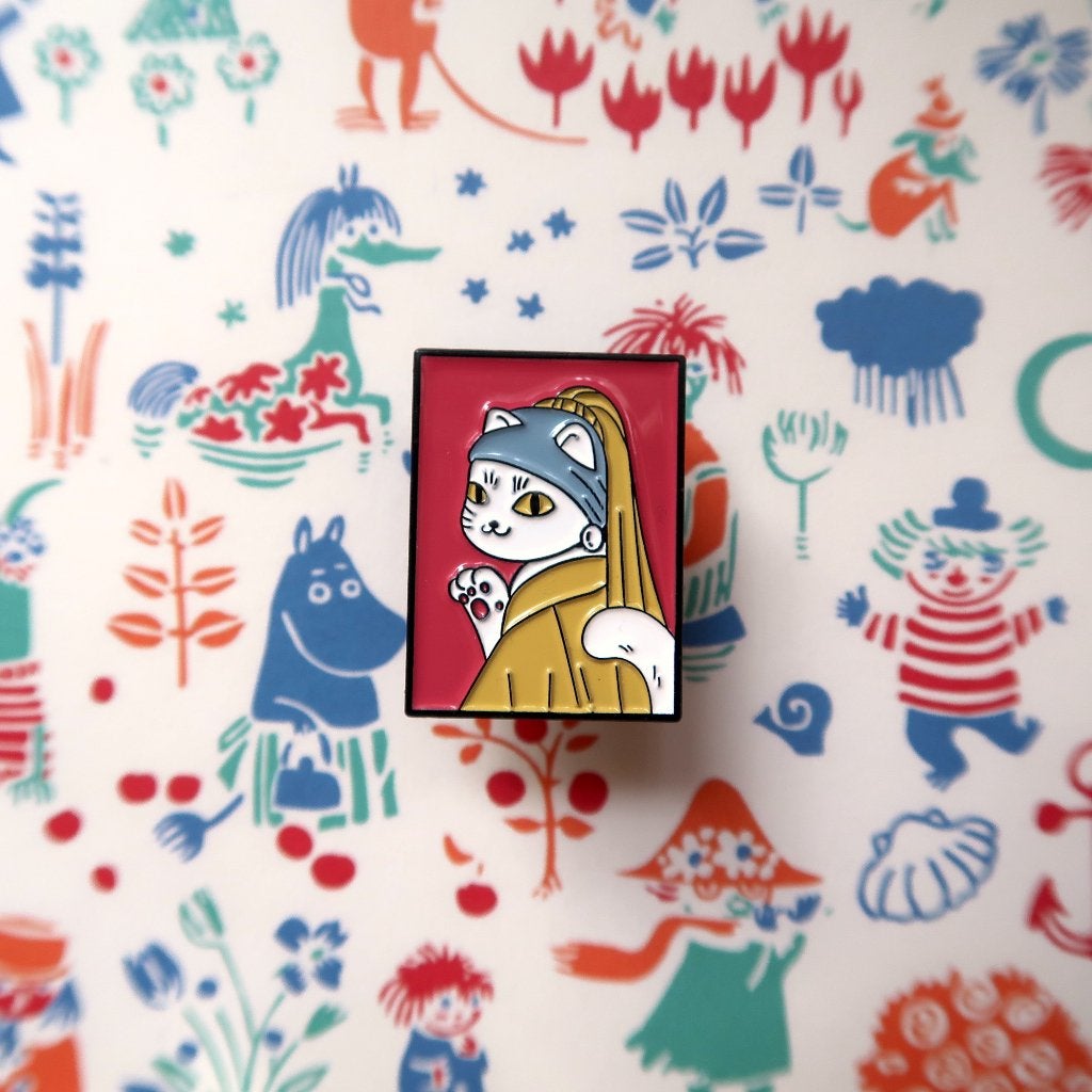 Vermeer meisje met de parel schilderij speldje badge enamel, Overige materialen, Overige kleuren, Verzenden, Minder dan 4 cm