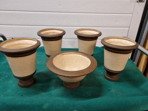 bloempotten bruin creme vijf stuks, Ophalen of Verzenden, 'T Olde Gre-j, Info@toldegrej.nl, Endepoelstraat 20f Didam