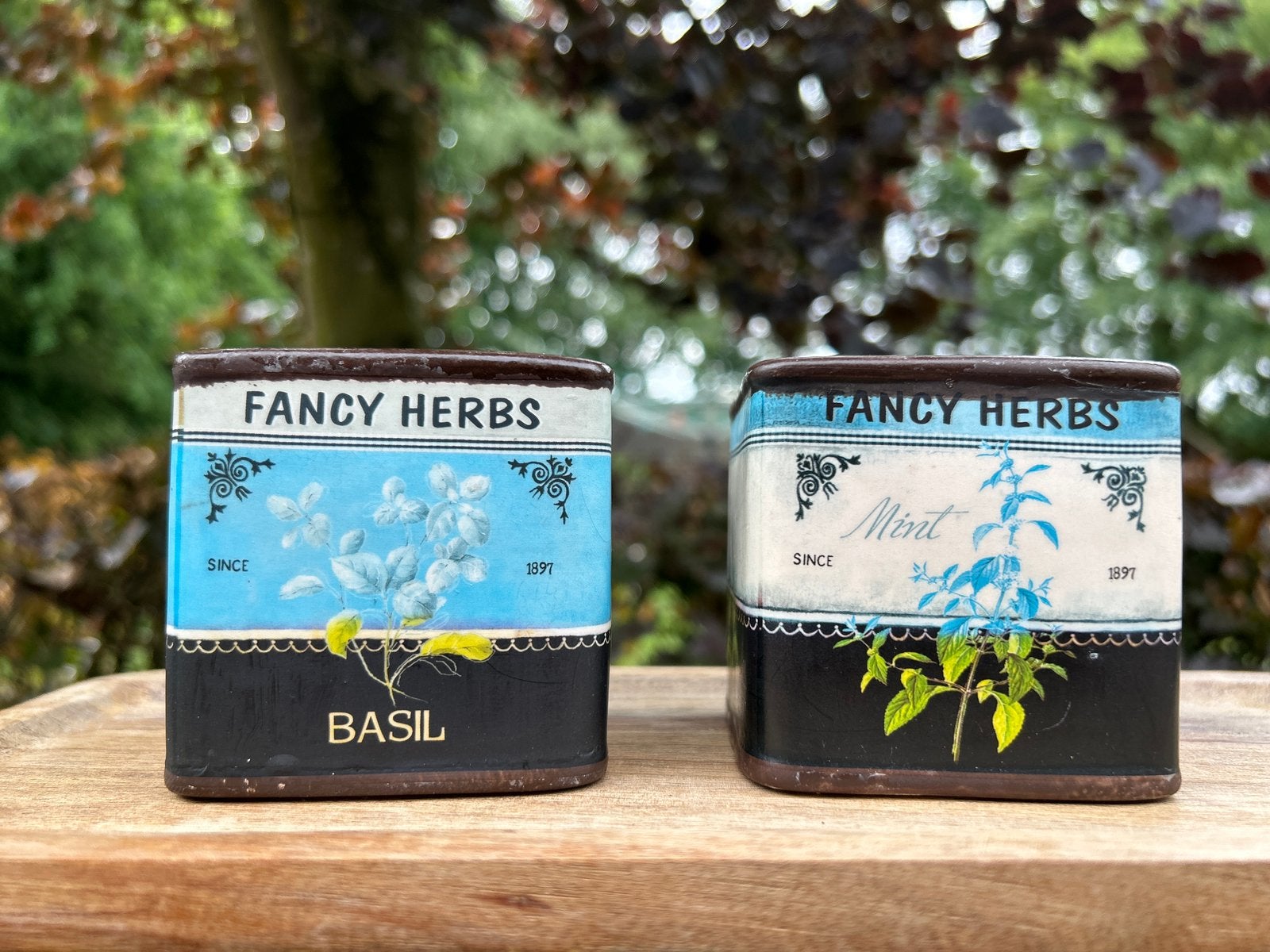 Vintage kruidenbakjes ‘Fancy Herbs’, Ophalen of Verzenden, Zo goed als nieuw