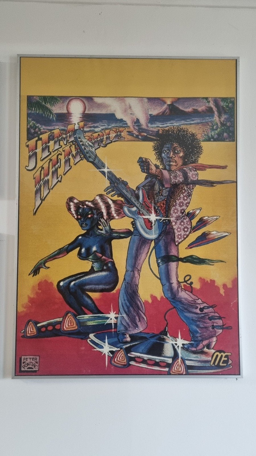 Vintage Peter Pontiac Jimi Hendrix Poster, Portret of Personen, Ophalen of Verzenden, Print, Papier
