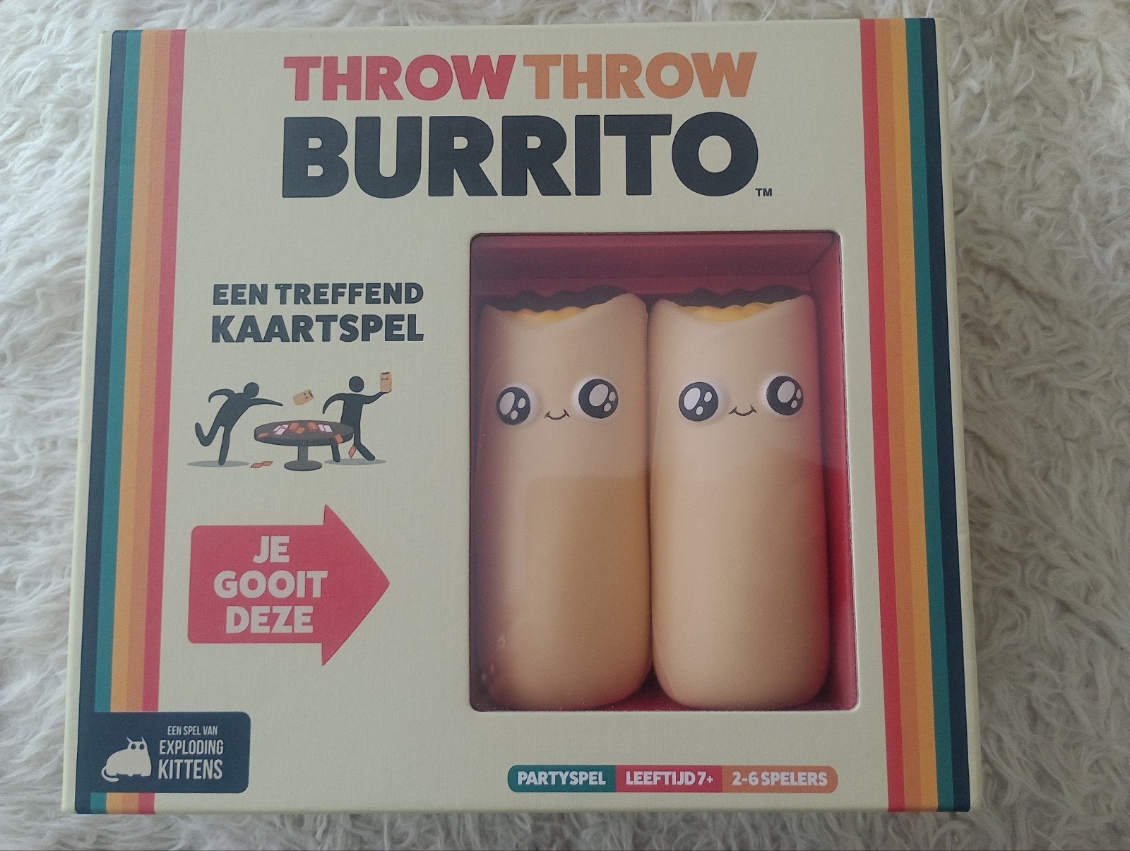 Throw Throw Burrito: kaartspel van Exploding K, Een of twee spelers, Ophalen of Verzenden, Zo goed als nieuw, Exploding Kittens