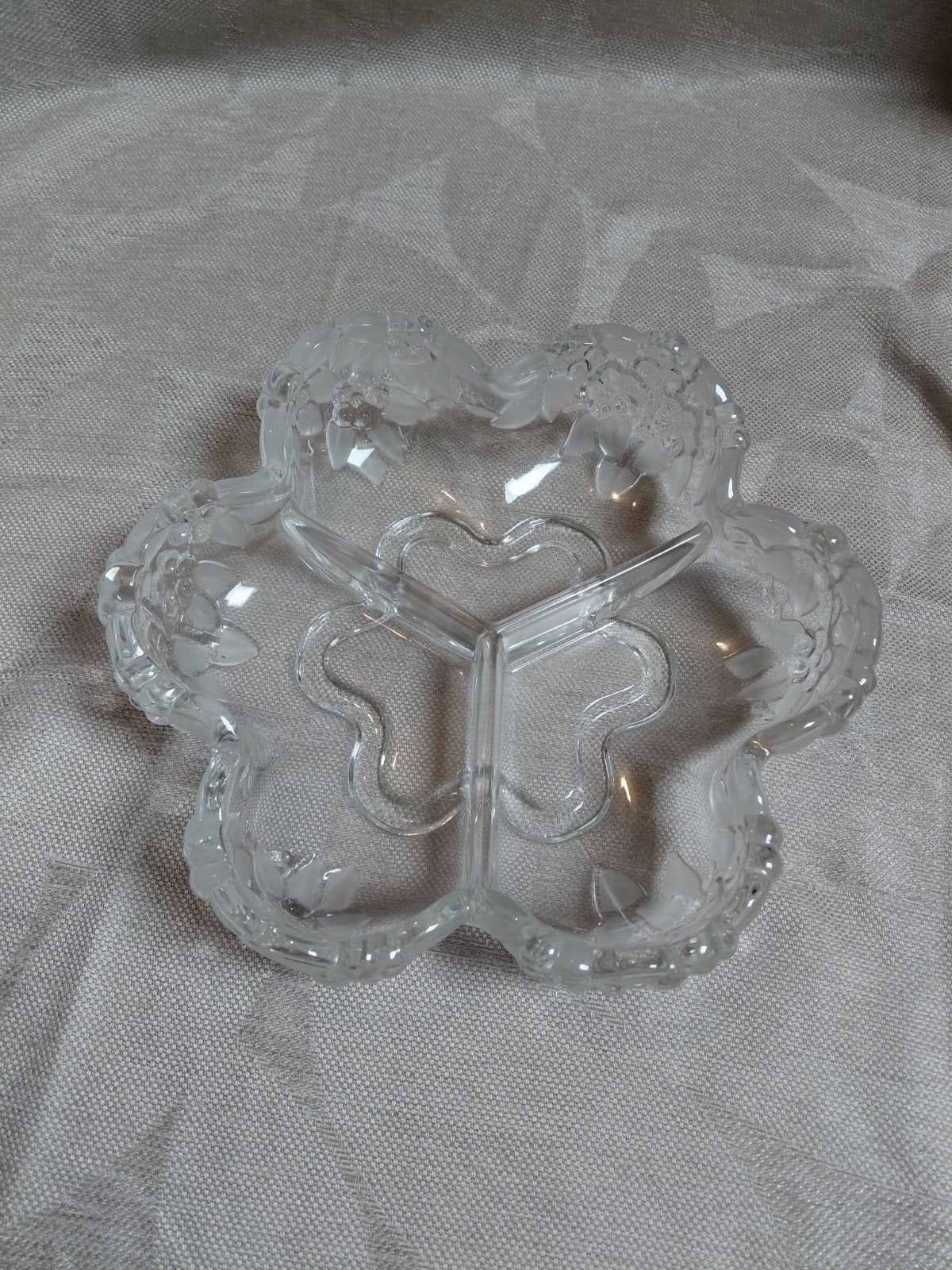 Walther glazen schaal met 3 vakken - Ø 27 cm, Antiek en Kunst, Ophalen of Verzenden
