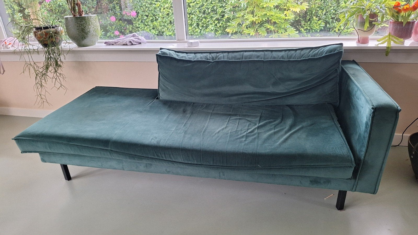 Woon WOOOD Daybed Rodeo Rechts, Velvet - 2 meter breed, Ophalen, Gebruikt, Stof, 200 tot 250 cm