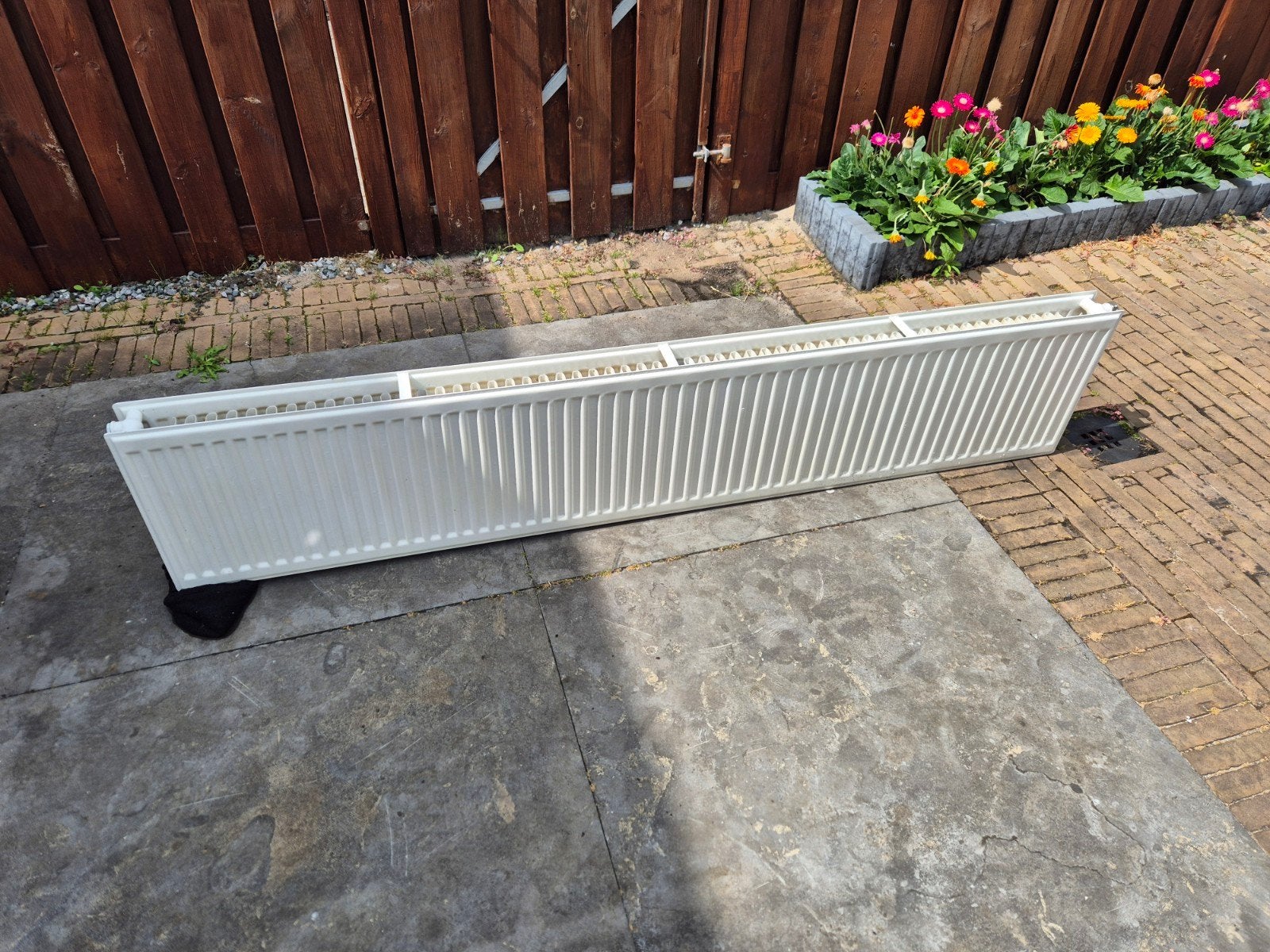 Lange witte radiator, gebruikt, Ophalen, Gebruikt, Radiator, 30 tot 80 cm
