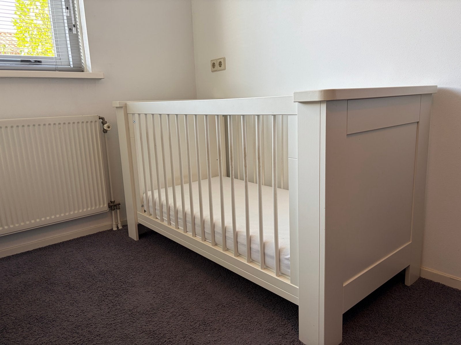 Wit ledikantje met matras (60x120 cm), Ophalen, 70 cm of minder, Wit, 190 cm of minder