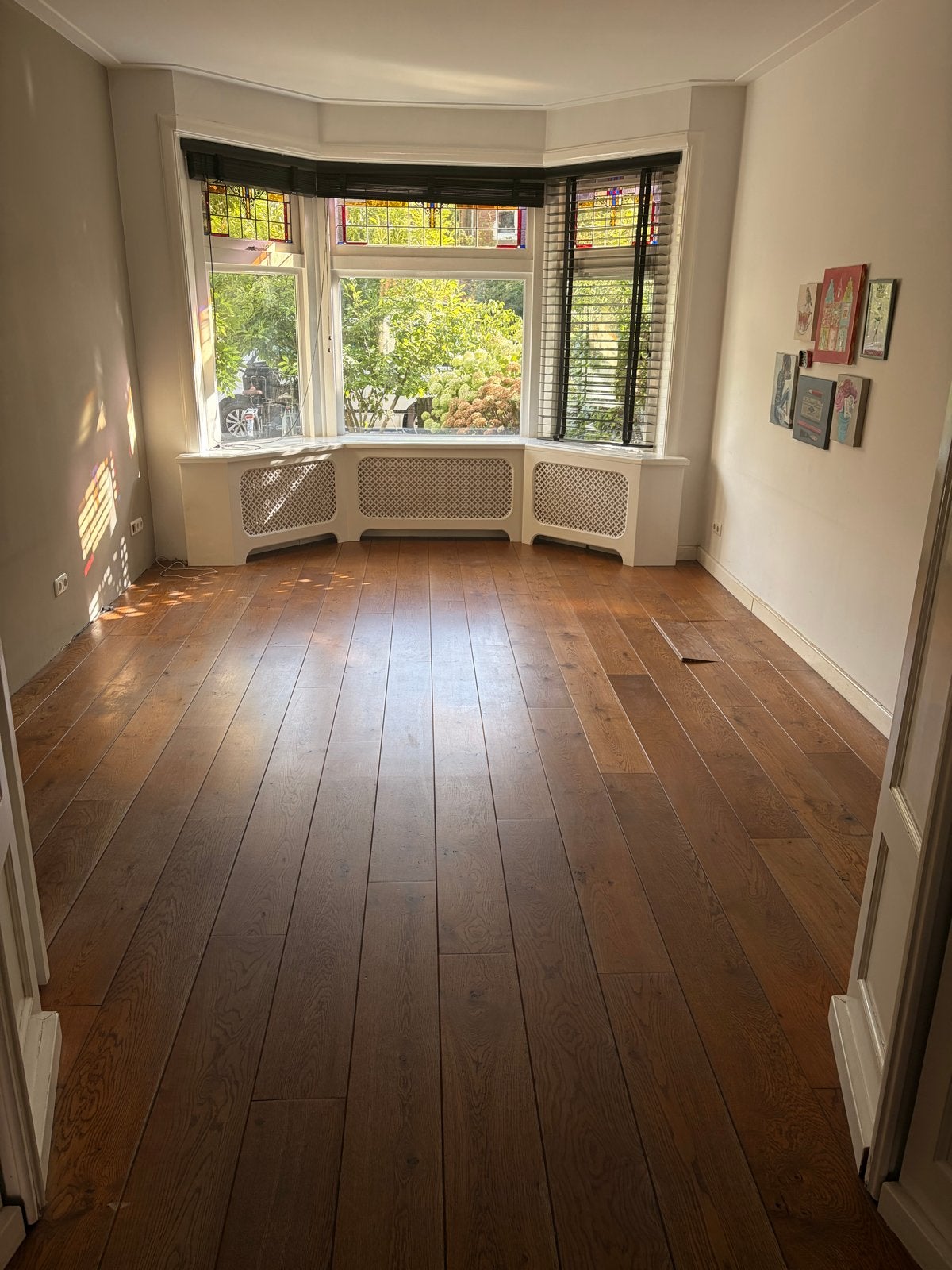 Frans Eiken vloerdelen (planken),, breed 18 cm - ca. 40 m2, Ophalen, Gebruikt, Vloerdelen of -planken, 10 m² of meer