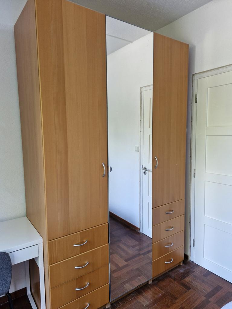 Ikea Pax kledingkast met spiegeldeur - houtlook, Huis en Inrichting, Ophalen, Gebruikt, 100 tot 150 cm, 200 cm of meer