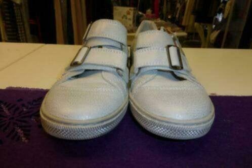 Twins zilver witte sneakers klittenband echt leer 38 32532, Twins, ., Ophalen of Verzenden, Grijs