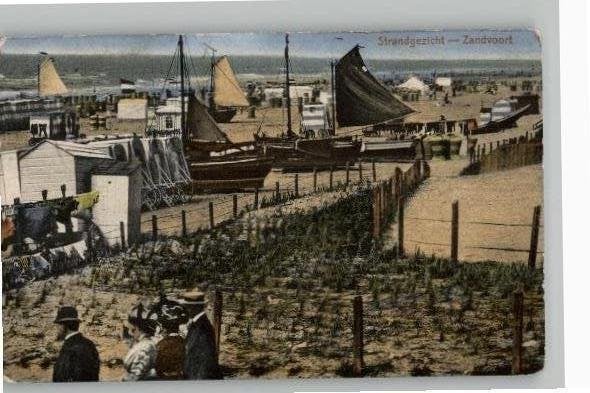 Zandvoort Strandgezicht met bomschuiten st 1913, Ophalen of Verzenden, Voor 1920, Gelopen, Noord-Holland