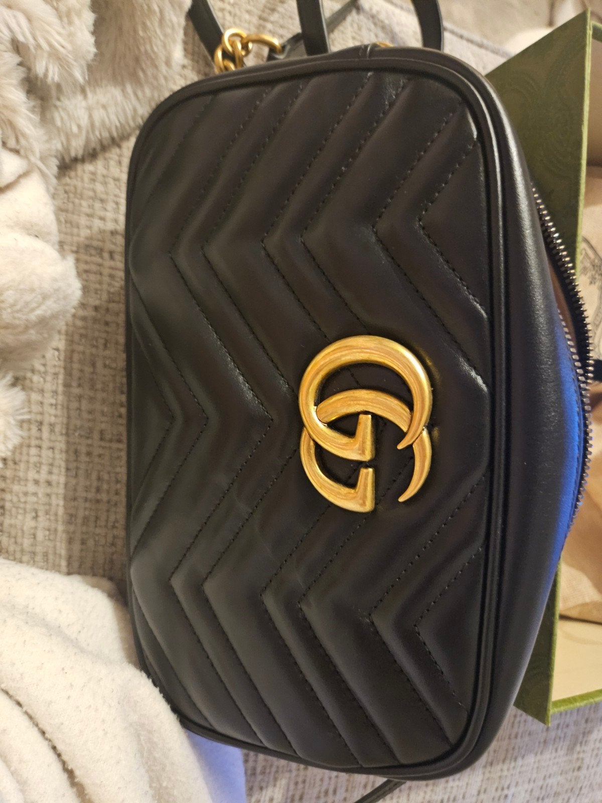 Gucci marmont zwart, Verzenden, Zo goed als nieuw, Zwart, Handtas