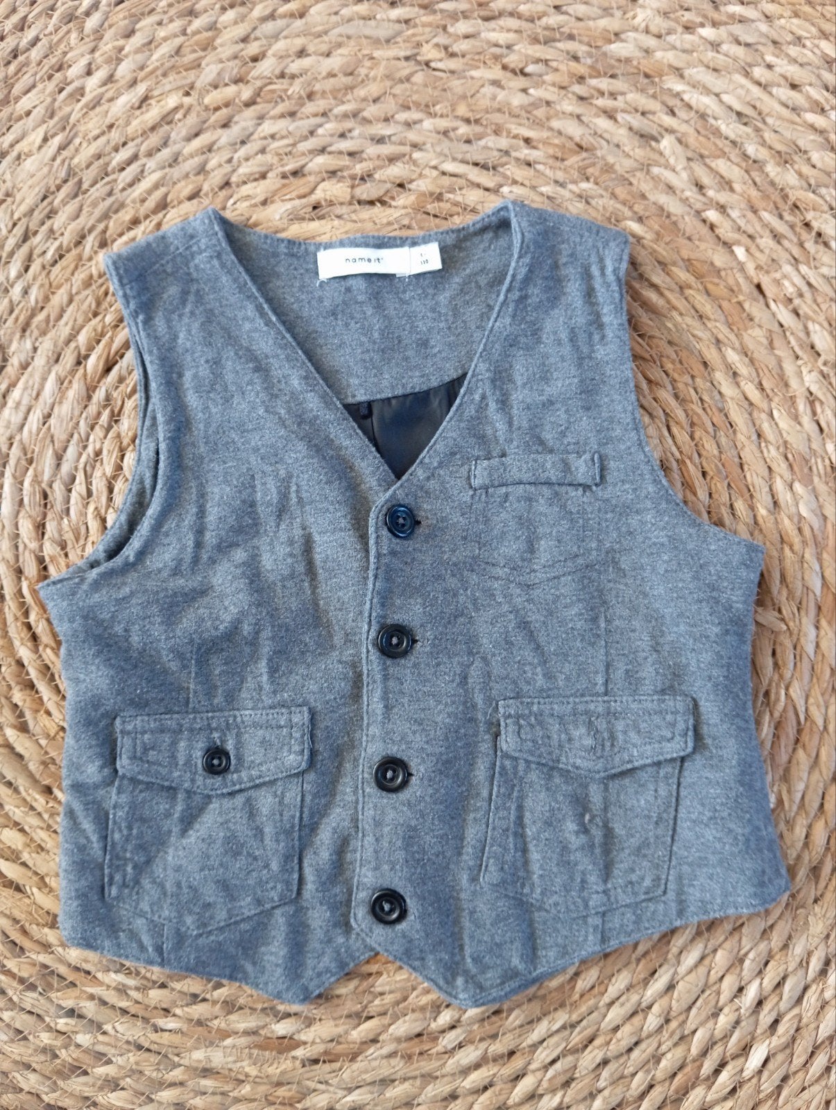 Stoer grijs gilet Name It maat 110 met unieke print, Ophalen of Verzenden, Name It, Jongen, Overige typen