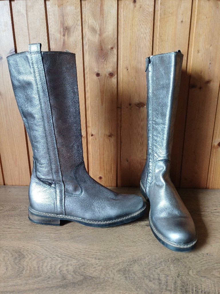 Toffe hoge leren laarzen, zilverkleurig mt 40 merk Gattino, Hoge laarzen, Overige kleuren, Verzenden, .