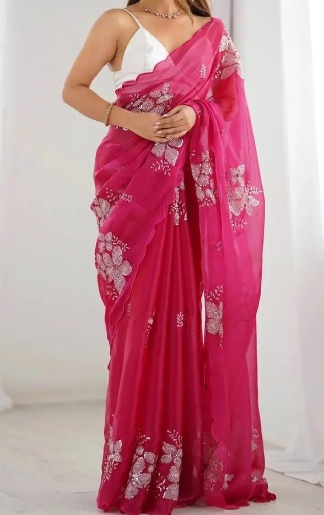 Sari/Saree, Overige typen, Nieuw, Ophalen of Verzenden, Roze