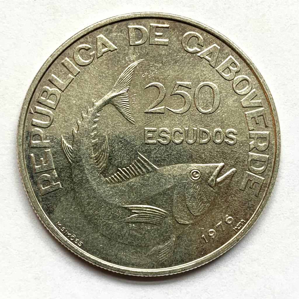 Kaapverdië 250 Escudos 1976 UNC zilver independence schaars, Ophalen of Verzenden, Overige landen, Zilver
