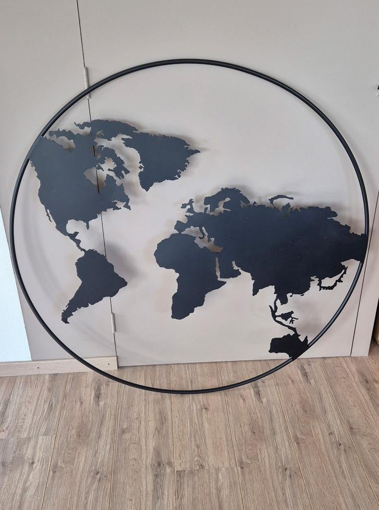 Muurdecoratie Wereldkaart Zwart IJzer - Industrieel Design, Huis en Inrichting, Woonaccessoires | Wanddecoraties, Ophalen