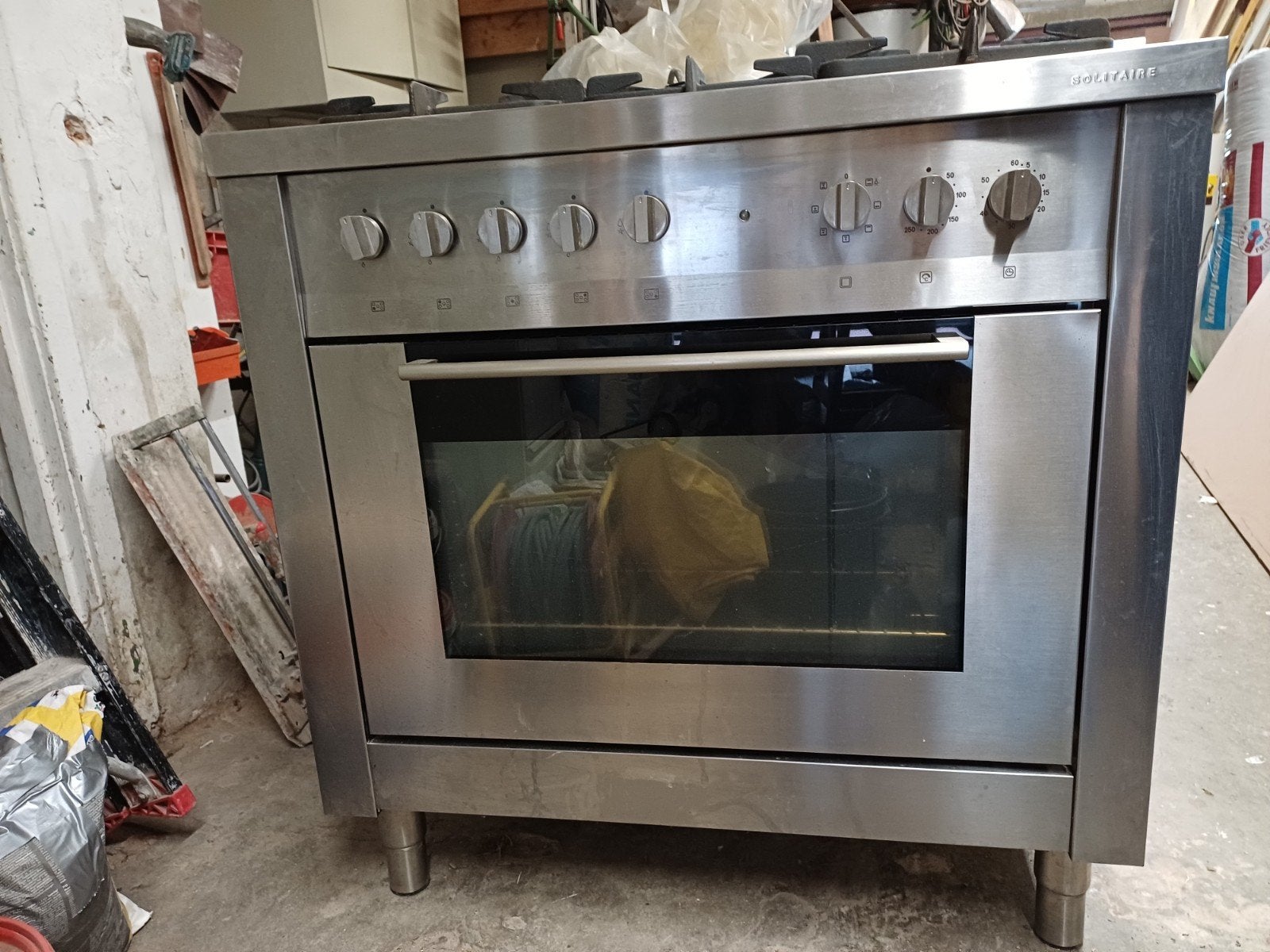 Solitaire Vrijstaand Gasfornuis met Oven - RVS, Ophalen, Gebruikt, 60 cm of meer, Gas