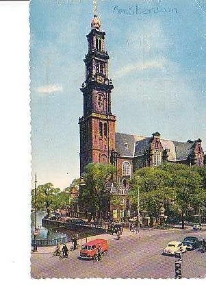 Ansichtkaart 	Amsterdam	Westerkerk, Verzenden, 1940 tot 1960, Gelopen, Noord-Holland