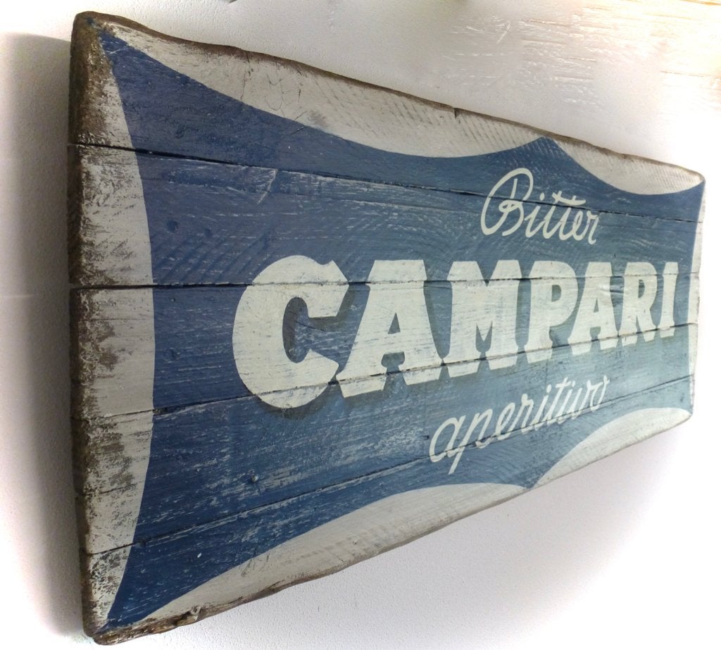 Handgeschilderd reclame bord Campari / Italiaans / Italië, Reclamebord, Ophalen of Verzenden, Zo goed als nieuw, B6