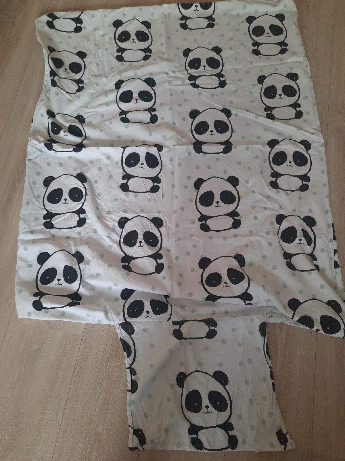 Dekbedovertrek flanel met pandaprint voor kinderbed 150120, Ophalen, Gebruikt, Overige merken, Jongetje of Meisje