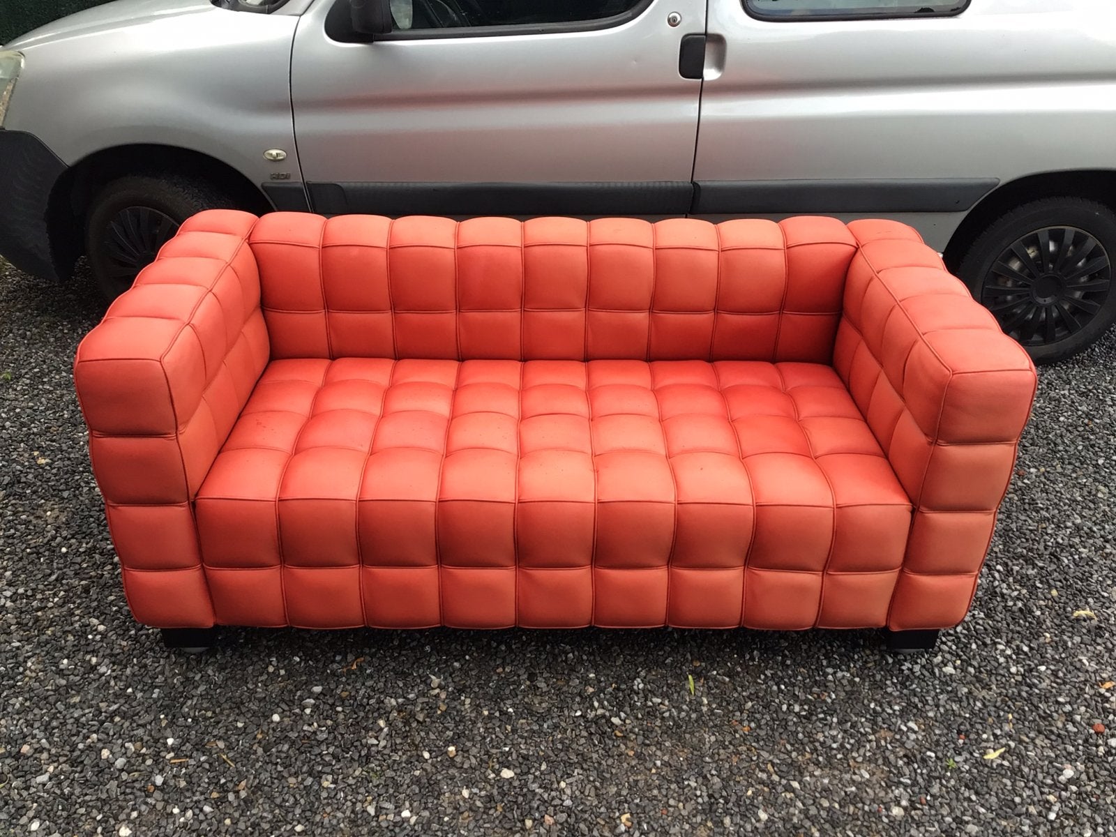 Josef Hoffmann Kubus lederen sofa design tweezitter, Huis en Inrichting, Ophalen, Gebruikt, Tweepersoons, Leer