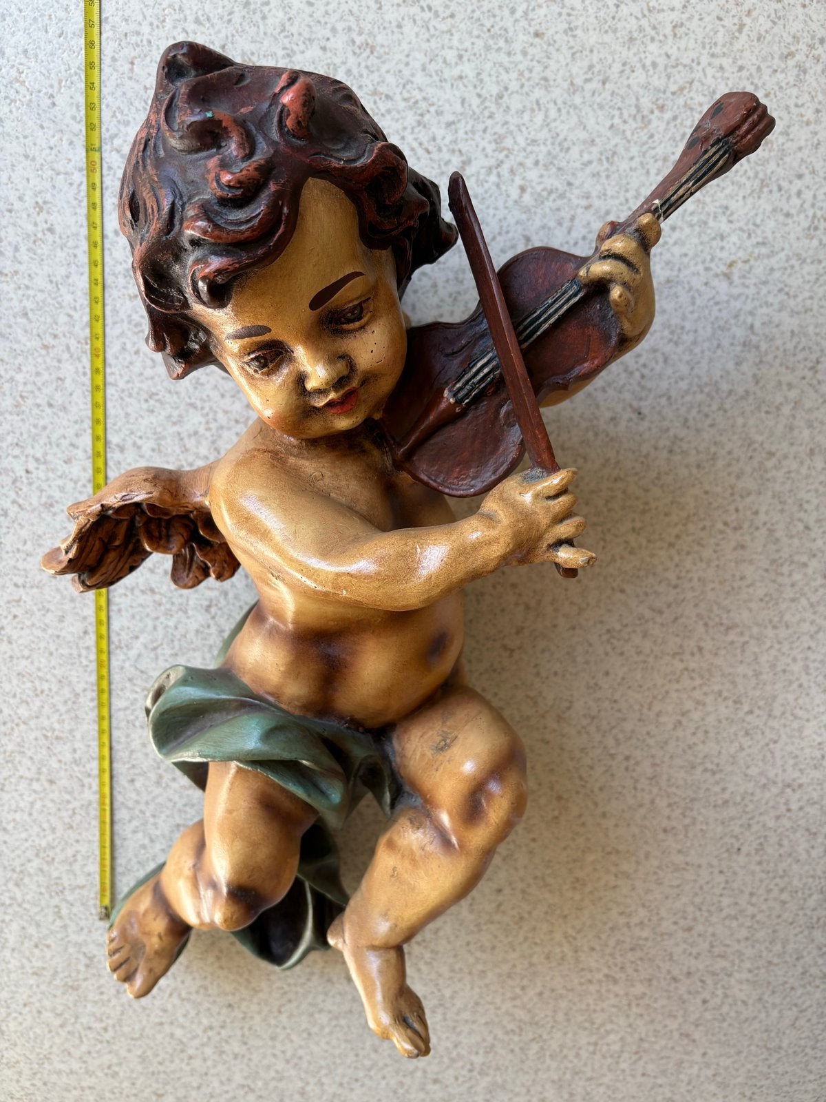Vintage Cherubijn met Viool - Wanddecoratie, Antiek en Kunst, Ophalen of Verzenden