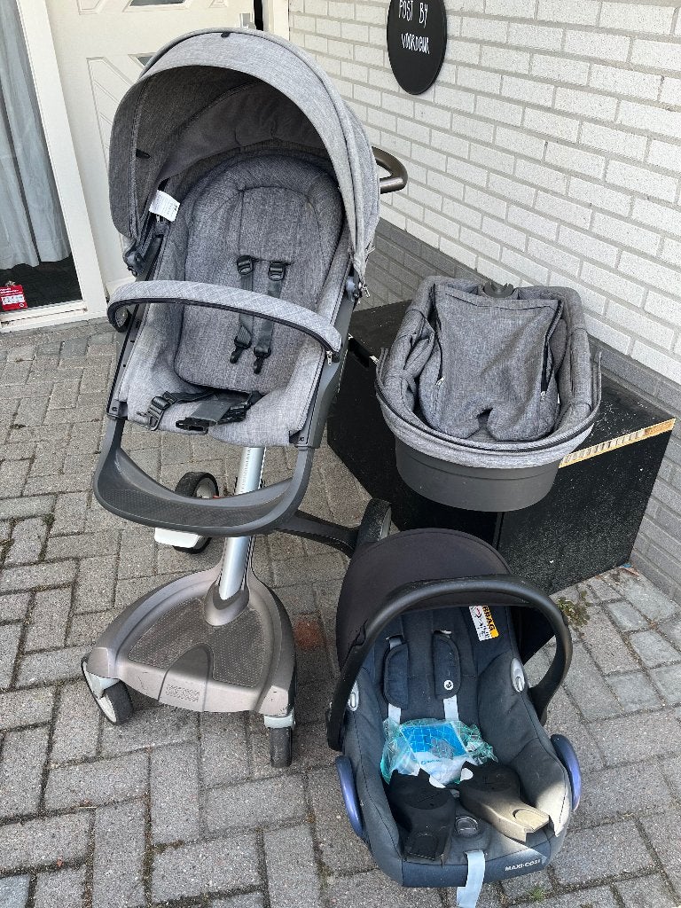 Stokke (gebruikt) kinderwagen compleet met wieg en Maxi-Cosi, Gebruikt, Met autostoeltje, Ophalen, Kinderwagen