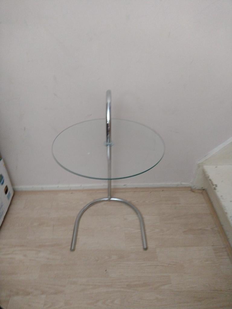 Bijzettafel  glas/chroom, 45 tot 60 cm, Minder dan 55 cm, Metaal of Aluminium, Rond