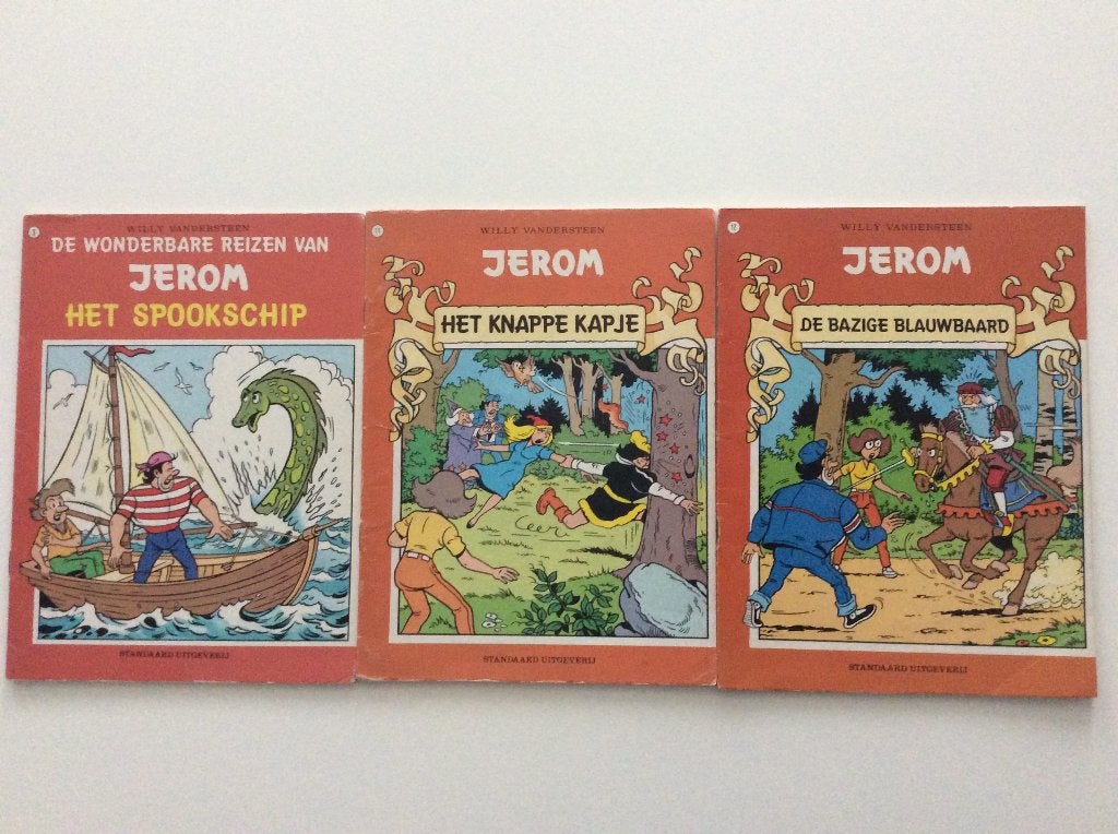 Jerom oranje/bruine reeks - deel 3, 11 en 12, Gelezen, Willy Vandersteen, Ophalen of Verzenden, Meerdere stripboeken