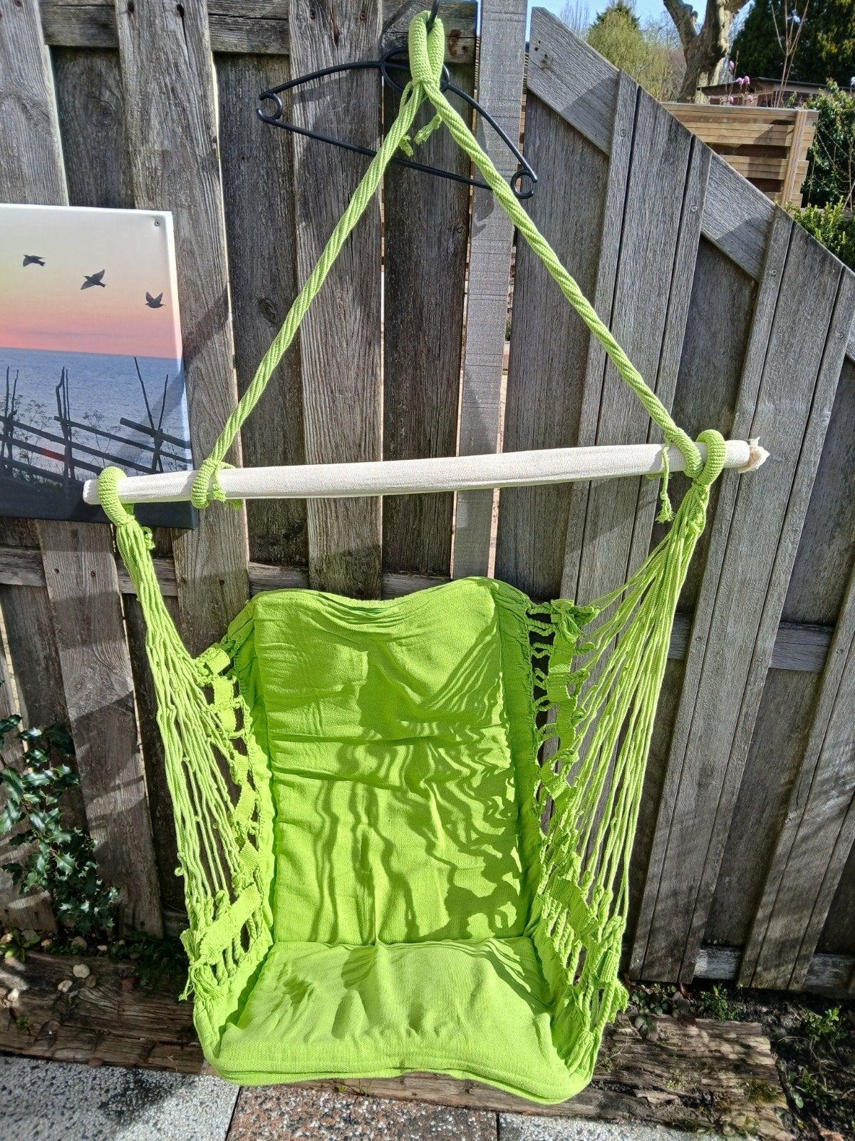 Groene hangstoel /hangmat met opbergtas, Tuin en Terras, Hangmatten, Ophalen, Opvouwbaar, Zo goed als nieuw, Eenpersoons