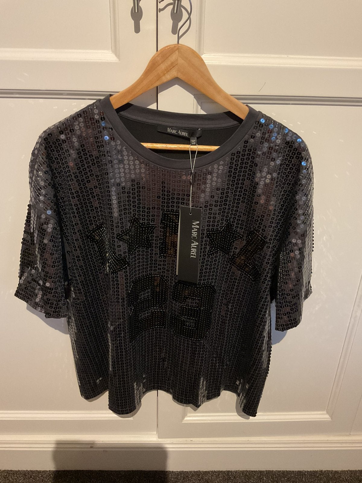 Marc Aurel zwart/zilver pailleten shirt maat 42 nieuw, Kleding | Dames, Zwart, Maat 42/44 (L), Nieuw, Ophalen of Verzenden