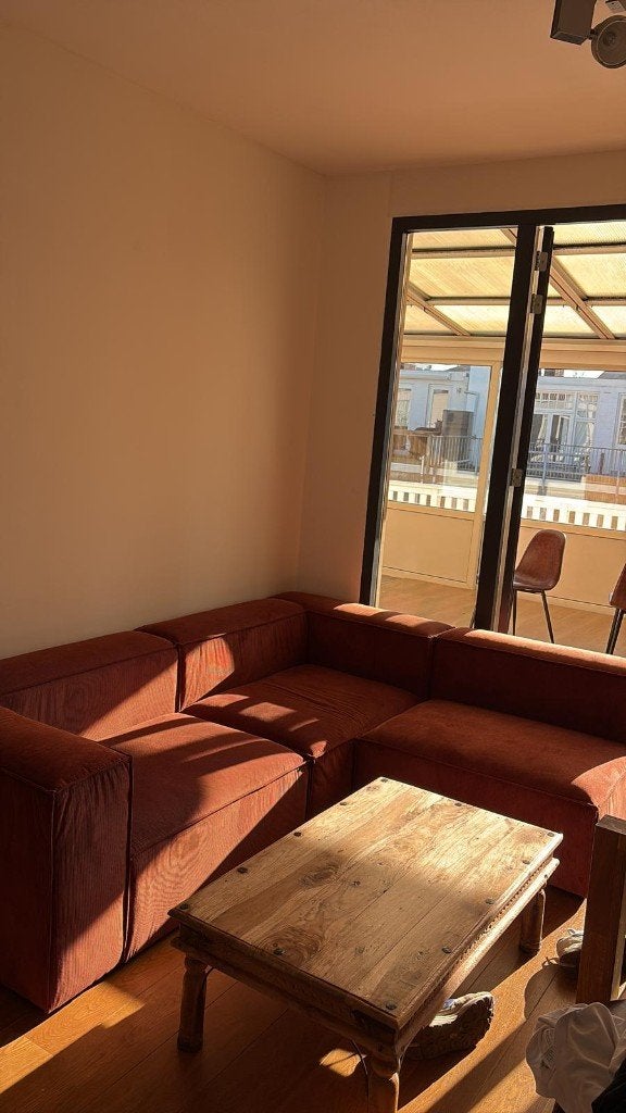 Bank nieuw gekocht (1,5 jaar oud), Huis en Inrichting, Banken | Bankstellen, Ophalen, 100 tot 125 cm, Terracota, Hoekbank