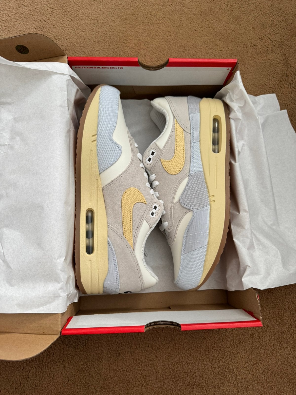 Nike Air Max 1’87 crepe light bone | eu 43 | Nieuw, Overige kleuren, Verzenden, Nieuw, Sneakers of Gympen