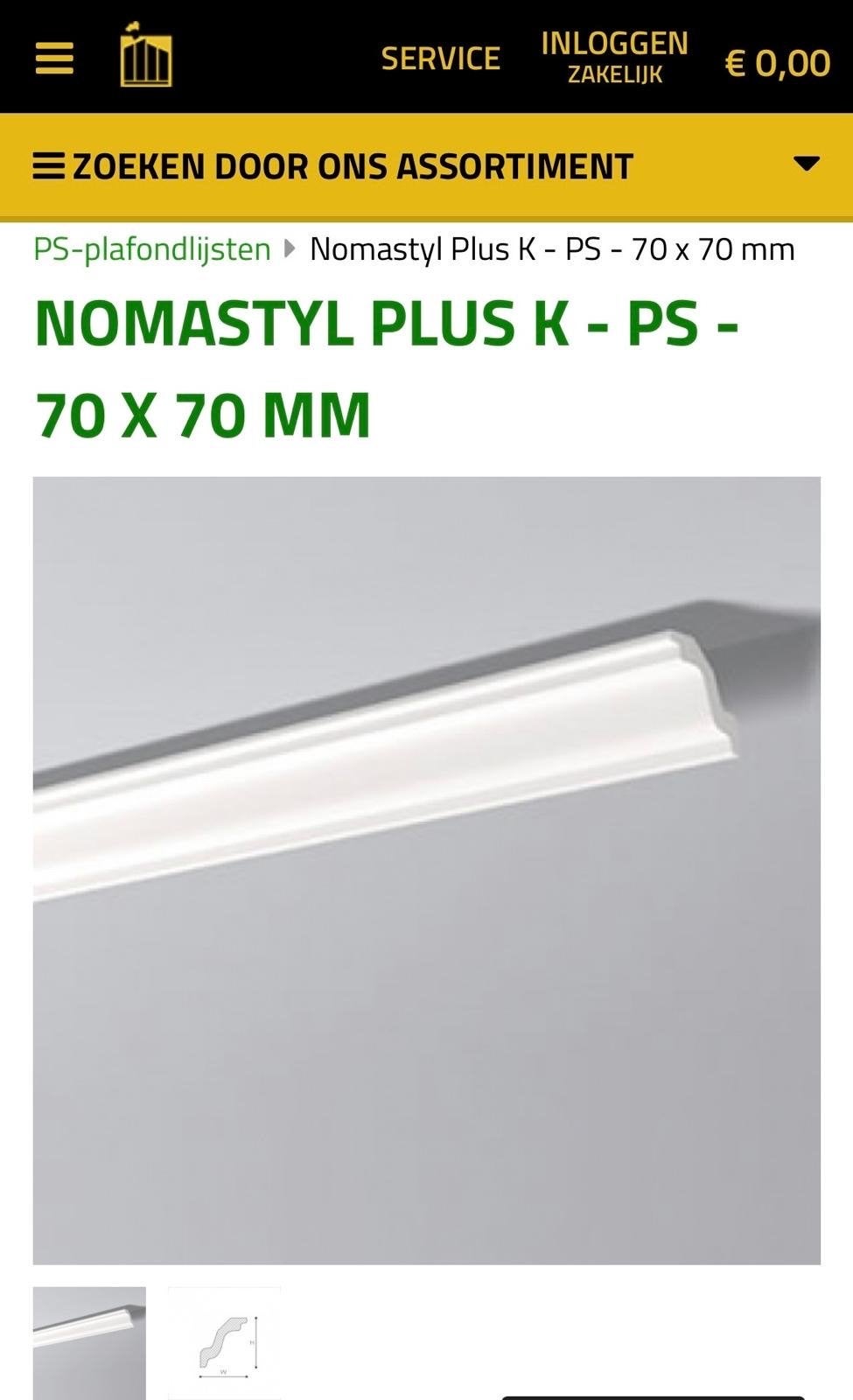 Nieuwe Nomastyl Plus K PS-plafondlijsten 70x70mm, Ophalen, Kunststof, 250 cm of meer, Lijsten