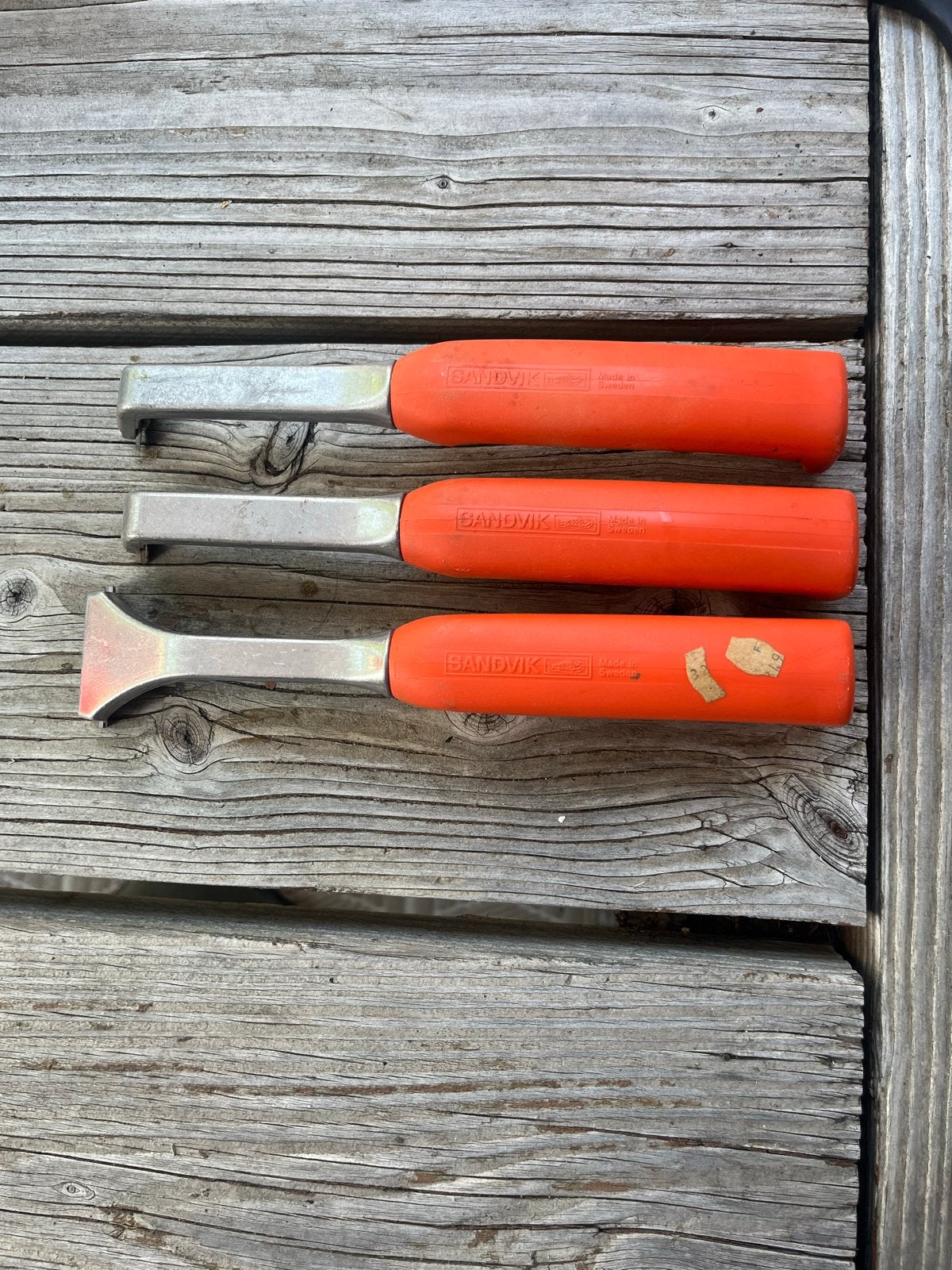 Sandvik Beitel Set - 3 Stuks - Oranje Handvat, Ophalen of Verzenden, Gebruikt, Beitel, Overige merken