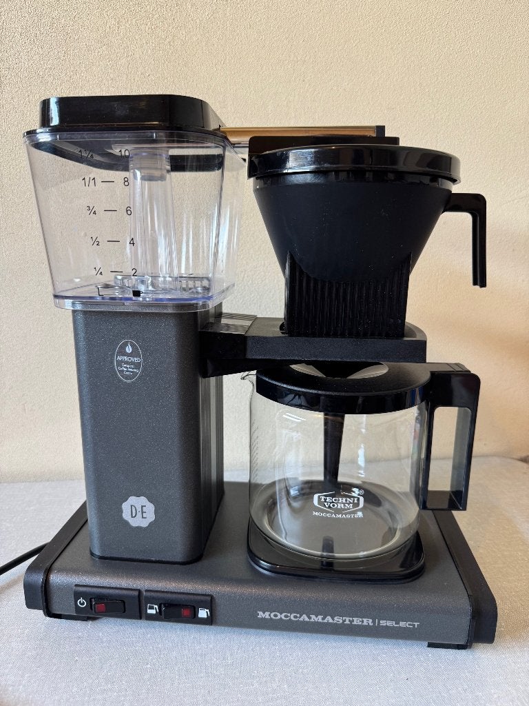 NIEUWSTAAT Douwe Egberts koffiezetapparaat  Antraciet GRIJS, Stoompijpje, 10 kopjes of meer, Gemalen koffie, Ophalen of Verzenden